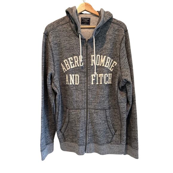 Abercrombie & Fitch Hoodie Full Zip Sweatshirt Grey SZL Y2K Vintage Logo Classic - Picture 5 of 11